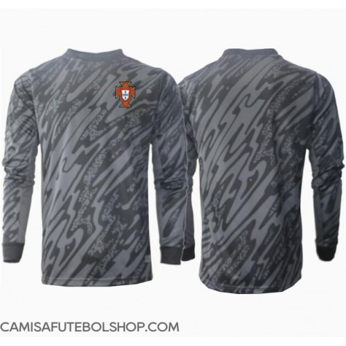 Camisa de time de futebol Portugal Goleiro Replicas 2º Equipamento Europeu 2024 Manga Comprida
